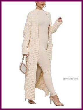 Chunky Cable Knit Maxi Cardigan Sweater Coat
